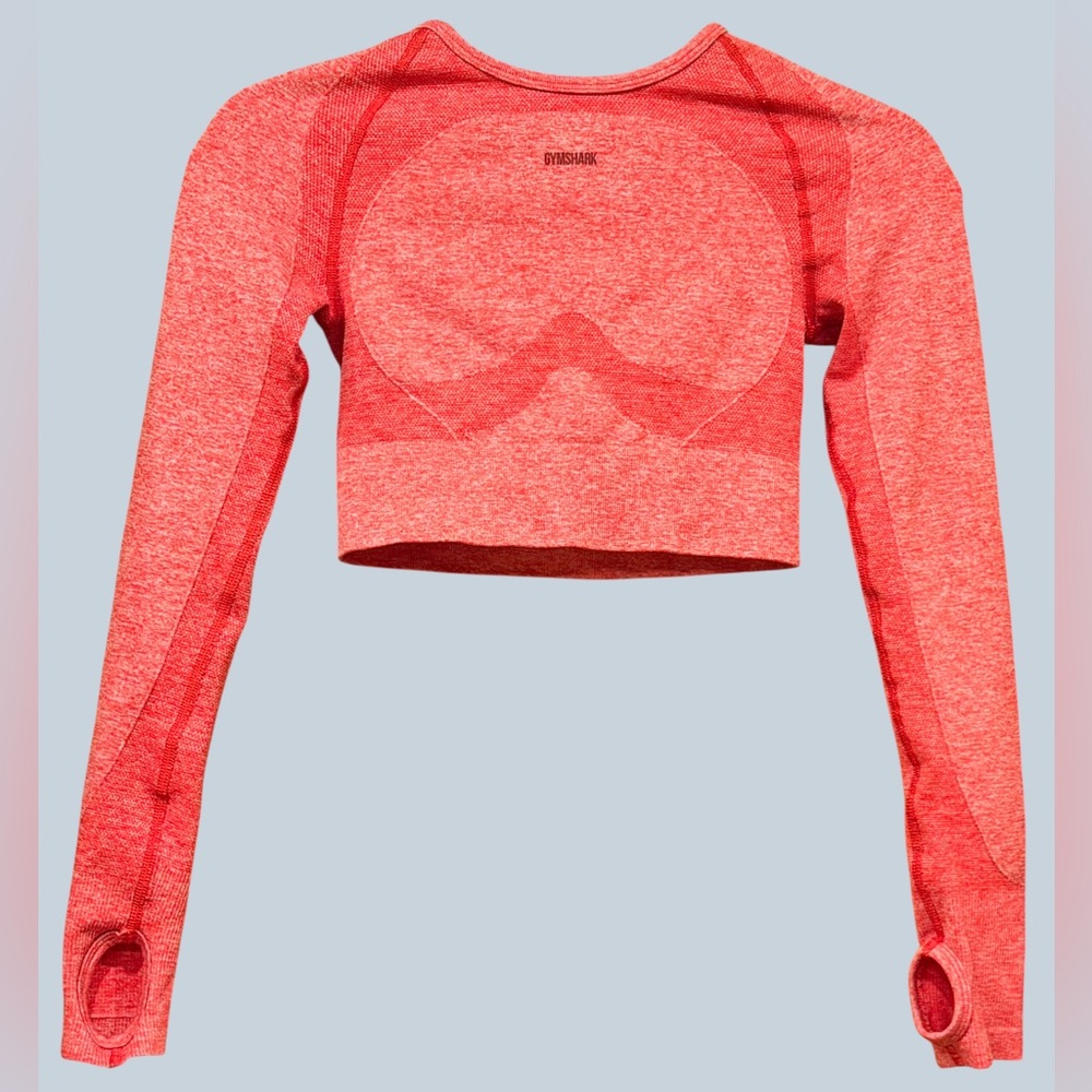 Gymshark Coral Red Seamless Long-Sleeve Crop Top